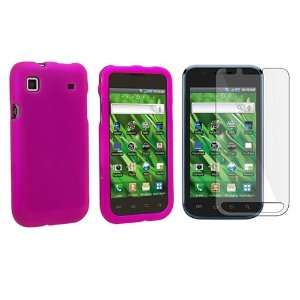  Hot Pink Rubberized Hard Case + Clear Lcd Shield Guard For 