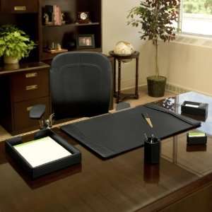  6 Piece Luxury Genuine Leather Desk Set, Brown Office 