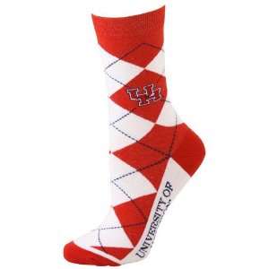  Houston Cougars Ladies White Red Argyle Socks Sports 