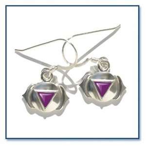  Third Eye Chakra Earrings, Silver w Purple Enamel Beauty