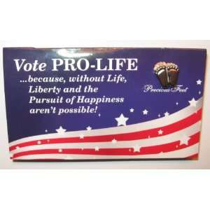  Pro Life Precious Feet Silver Pin on Vote Pro Life Card 