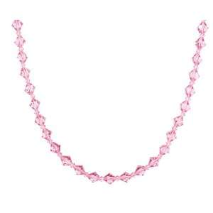   Swarovski Elements 6mm and 3mm Rose Colored Bicones Necklace, 18