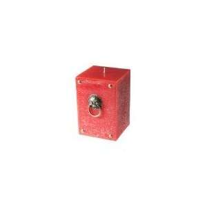  4x6 Fu Dog Copper Lock Red or Brown Pillar Candle