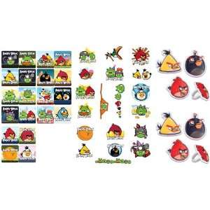   24 Angry Bird Cupcake Rings with 40 Stickers and Tats 