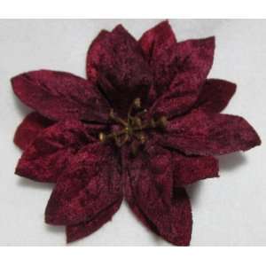  NEW Rich Burgundy Christmas Poinsettia Flower Hair Clip 
