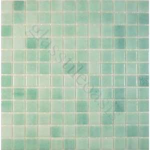   Blue 1 x 1 Green Eco Glass Mosaic Blends Glossy Glass Tile   14623