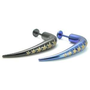  14g 5/16 Plated Steel 35mm Right Angle Labret with Stars 