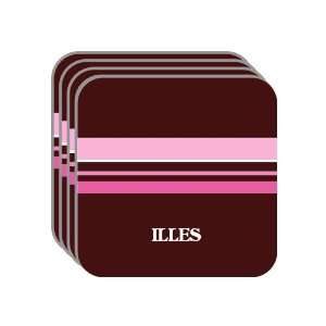 Personal Name Gift   ILLES Set of 4 Mini Mousepad Coasters (pink 