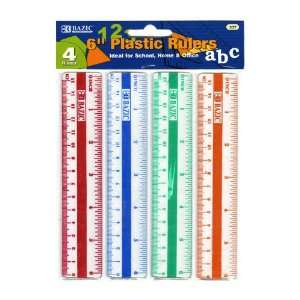  BAZIC 6 (15cm) Plastic Ruler (4/Pack), Case Pack 288 
