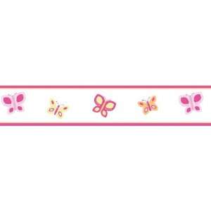  Pink and Orange Butterfly Baby and Childrens Wall Border 