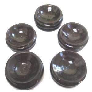  Wood Stand 13 Set of 5 Black Crystal Ball Stone Cluster 