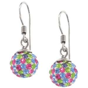   Silver Pastel Multiple Colored Crystal Ball Drop Earrings Jewelry