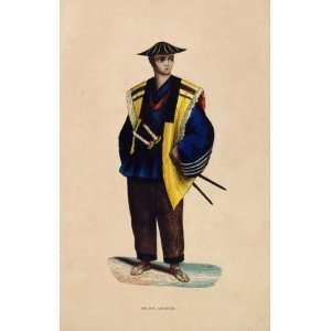   Military Japanese Soldier Sword   Hand Colored Print
