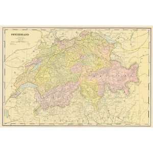  Cram 1892 Antique Map of Switzerland   $89 Office 