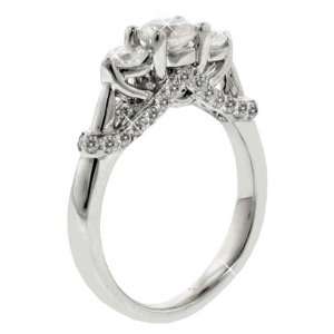  1.55 CT TW Prong Set 3 Stone Engagement Ring with Accented 