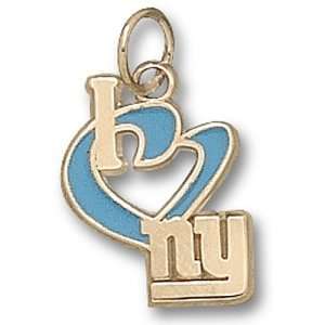 New York Giants NFL I Heart Ny 1/2 Enamel Pendant (Gold Plate 