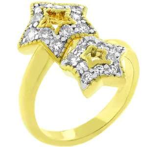  14k Yellow Gold Plated Cubic Zirconia SuperStar Ring SZ 10 