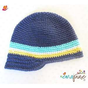  Ema Jane (Small (0   12m), Cap (Blue with Teal and Yellow 