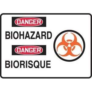 DANGER BIOHAZARD (BILINGUAL FRENCH   DANGER BIORISQUE) Sign   10 x 14 