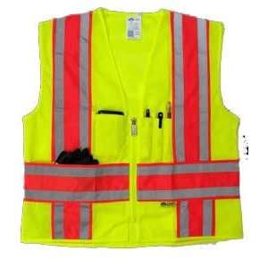 Minnesota Safety Vest, ANSI Class 2, Color Green, Mesh, Zipper Closure 