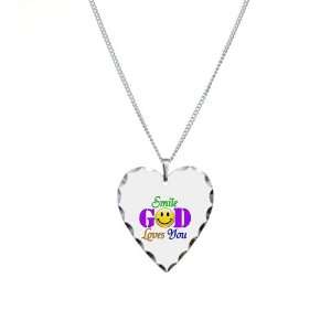    Necklace Heart Charm Smile God Loves You Artsmith Inc Jewelry