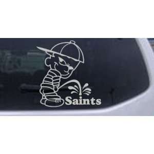 Pee On Saints Car Window Wall Laptop Decal Sticker    Silver 14in X 13 