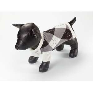  Argyle Dog Sweater White & Black XSM