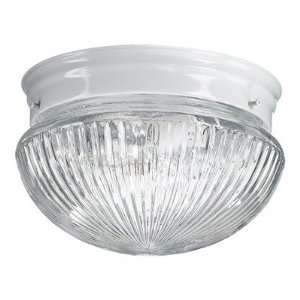 Quorum 3012 6 6 / 3012 8 6 Flush Mount with Ribbed Glass in White Size 