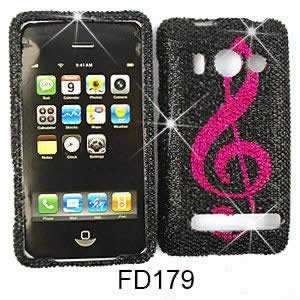 Pink and Black Music Note G Cleff Diamond Bling Stones Snap on Cover 