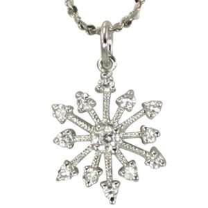 Sparkling Diamond Cubic Zirconia Snowflake Platinum Overlay CAREFREE 