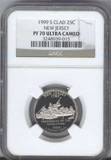 1999 S PROOF NEW JERSEY   CLAD State 25c   NGC PR70 UC  