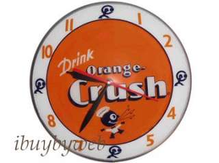 Orange Crush 1950s Style Double Bubble Glass Clock  