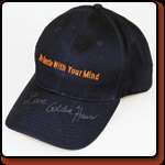 Goldie Hawn donated a signed baseball cap that she designed. In navy 