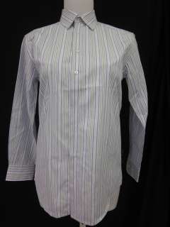 IKE BEHAR Mens White Button Up Striped Shirt Sz 14  