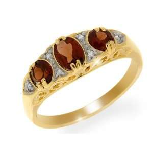  9ct Yellow Gold Garnet & Diamond Ring Size 8.5 Jewelry