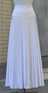 Ripple Pleated Long Maxi Skirt Banded Waist   Pure WHITE   Sz S, M, L 