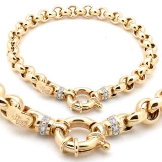 Diamond Rolo Bracelet 14K Yellow Gold FREE RESIZE   