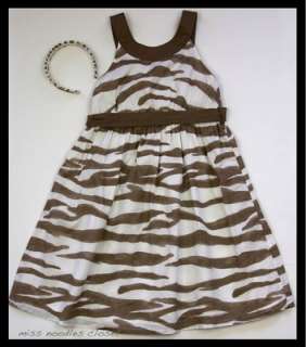 Girls GYMBOREE Zebra Safari Zoo Stripe Sundress Dress Headband Set 10 