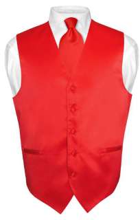 Mens RED Dress Vest Bow Tie Set for Suit or Tuxedo  