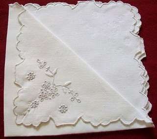 pc Embroidery off White Linen Tablecloth Napkin Set  
