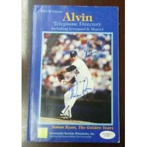  Nolan Ryan Hand Signed 1991 Alvin TX Phone book JSA COA 