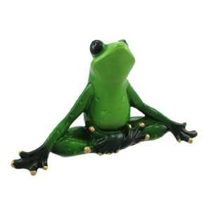   Meditating Green Yoga Tree Frog Statue Lotus Position