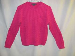 Ralph Lauren Polo RLL Pink Cable Sweater Womens Small XS  