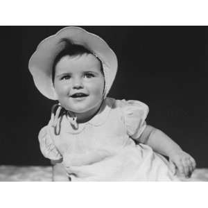  Baby Girl (12 18 Months) in Bonnet Smiling, Close Up 