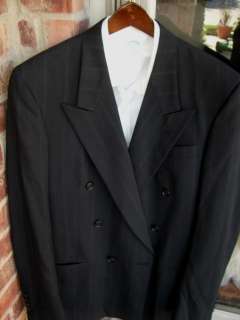 Christian Dior Black Mens Wool Dbl Brst Suit 40L 40 Long Tall Pants 34 