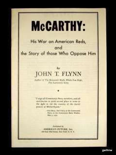 PRO JOE McCARTHY 1954 ANTI COMMUNIST BOOK JOHN T FLYNN  