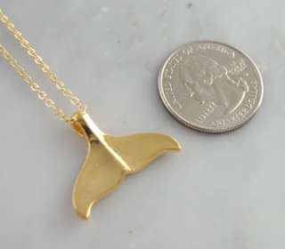Gold Flake 14k Plated Whale Tail Necklace Jewelry  