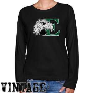  NCAA Eastern Michigan Eagles Ladies Black Distressed Logo 