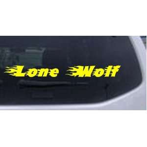 8in X 0.8in Yellow    Flaming Lone Wolf Car Window Wall Laptop Decal 