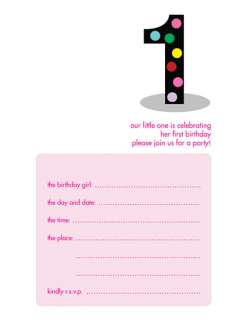 Kids Birthday Party Invitation Template   1 Year Old Girl   Item No 